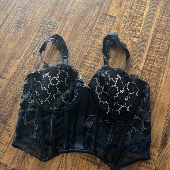 Victoria’s Secret 32C black sexy bra corset 1402 - Picture 1 of 5